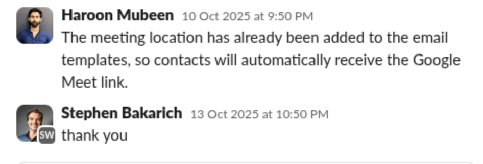 Meeting-booking automation: auto Google Meet links in the emails