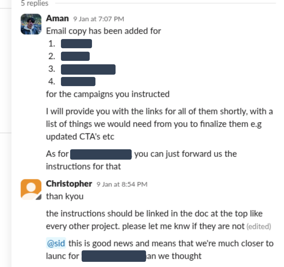 Email campaigns written and shipped