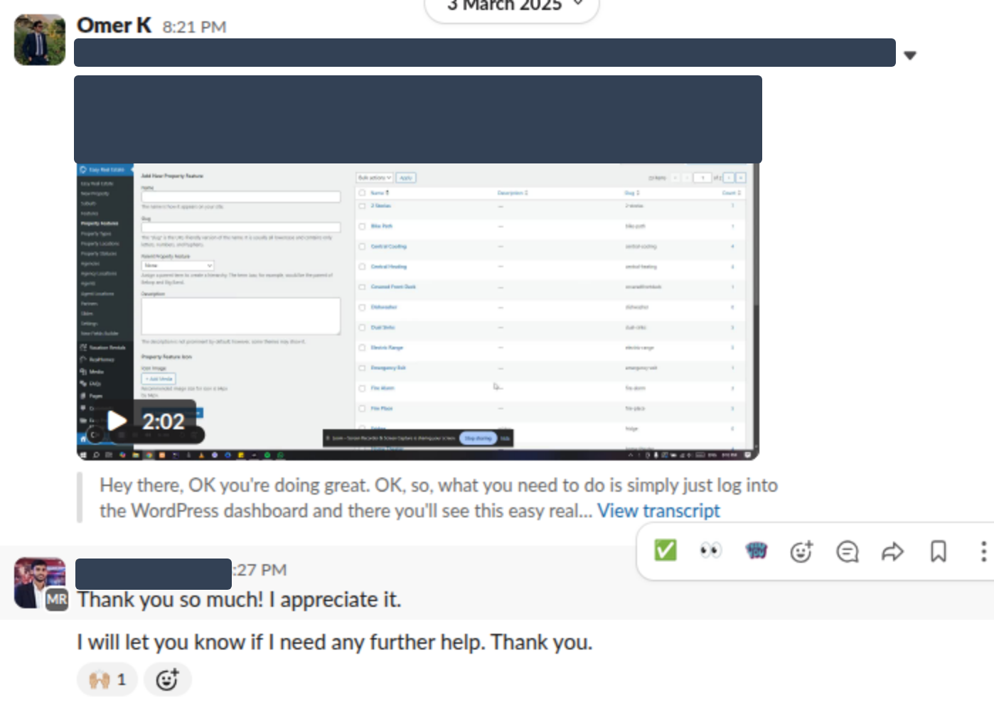 WordPress build, walked through for the client on Loom